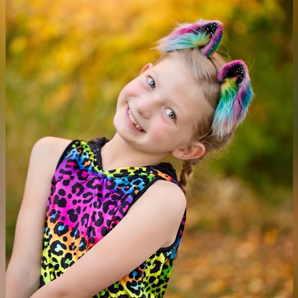 Girls Neon Leopard/Cat Halloween Costume (Large 8-10) - Picture 3 of 5